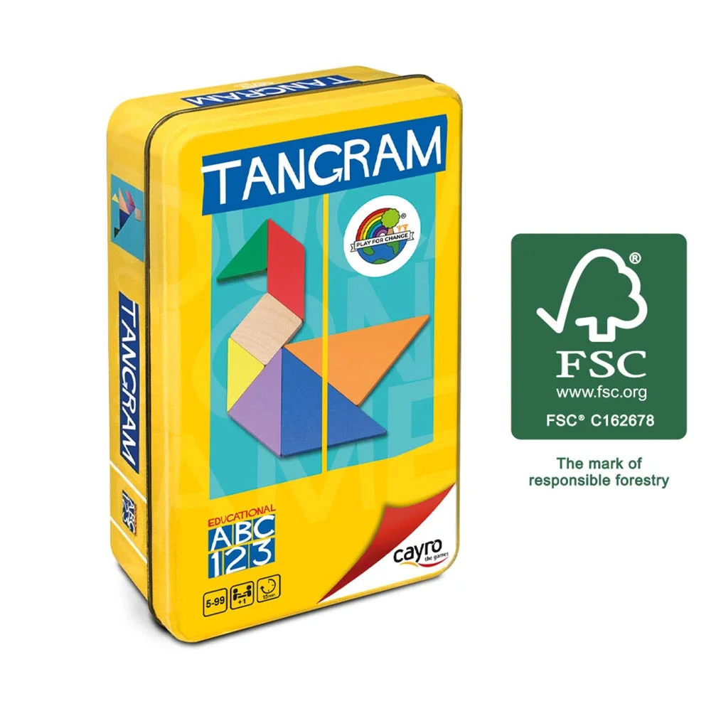 Cayro Tangram de Madera FSC de Colores en caja de Metal
