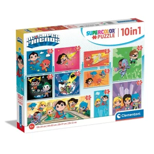 Clementoni SUPER COLOR DC SUPER FRIENDS - 10 Rompecabezas en 1