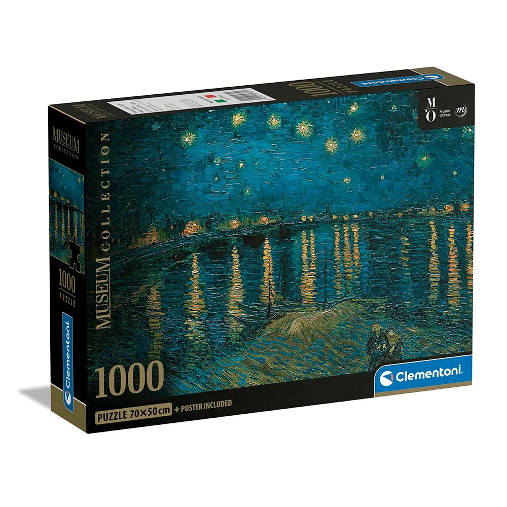 Clementoni Museum Collection Rompecabezas Compacto de 1000 piezas – Noche Estrellada