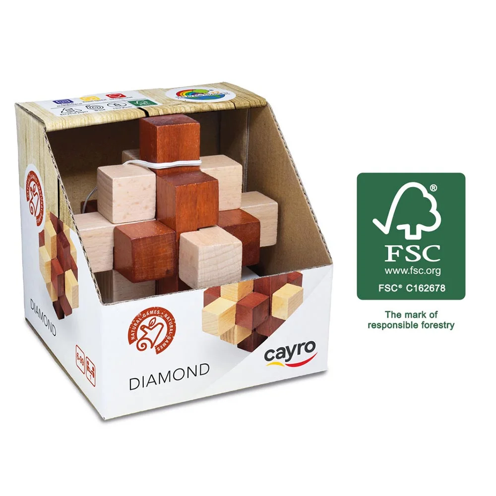 Cayro Cubo Diamante 10 x 10 cm de Madera FSC
