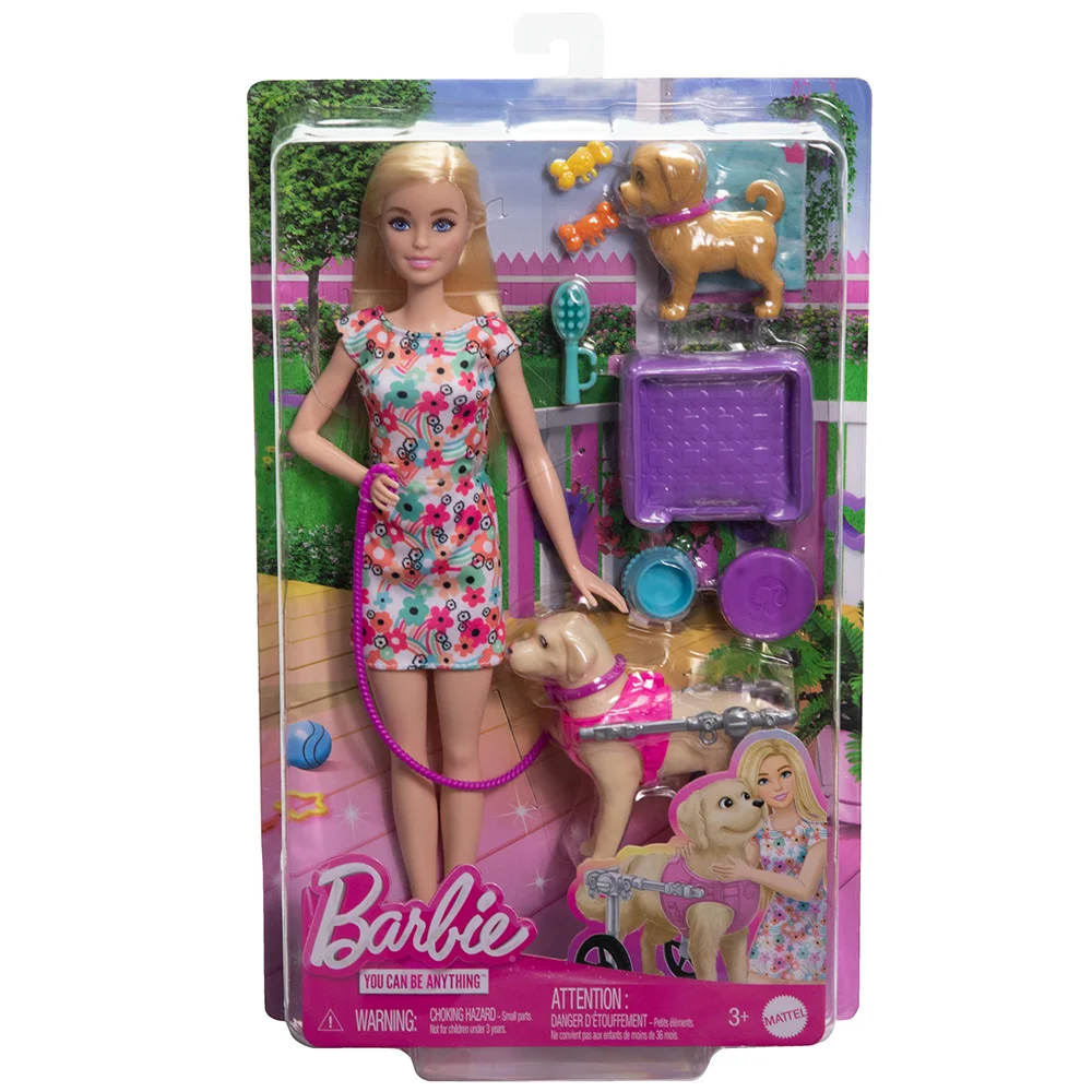 Barbie Set de Juego Paseo de Perrito con Silla de Ruedas