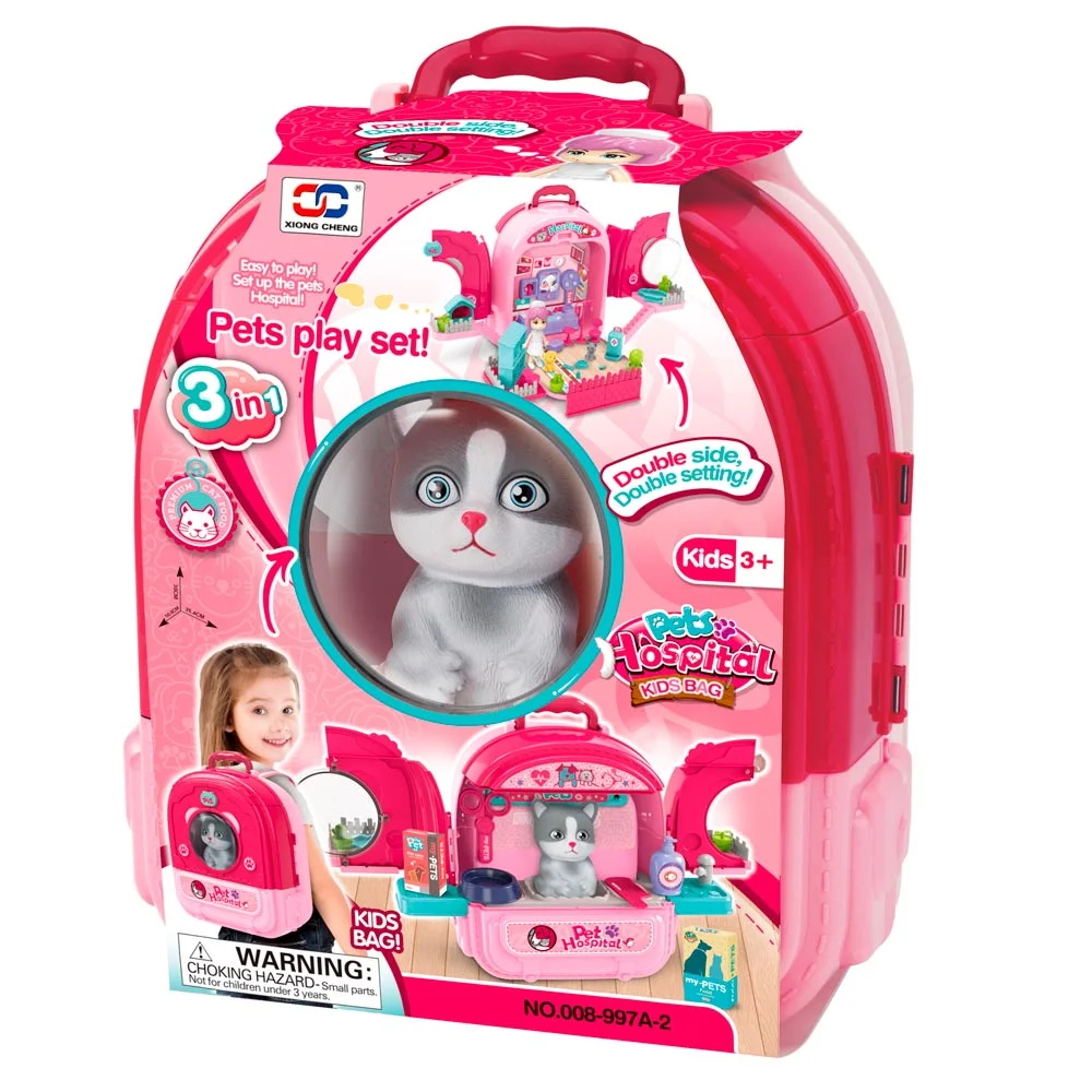 SET DE VETERINARIA 3 EN 1 EN MOCHILA CON GATO