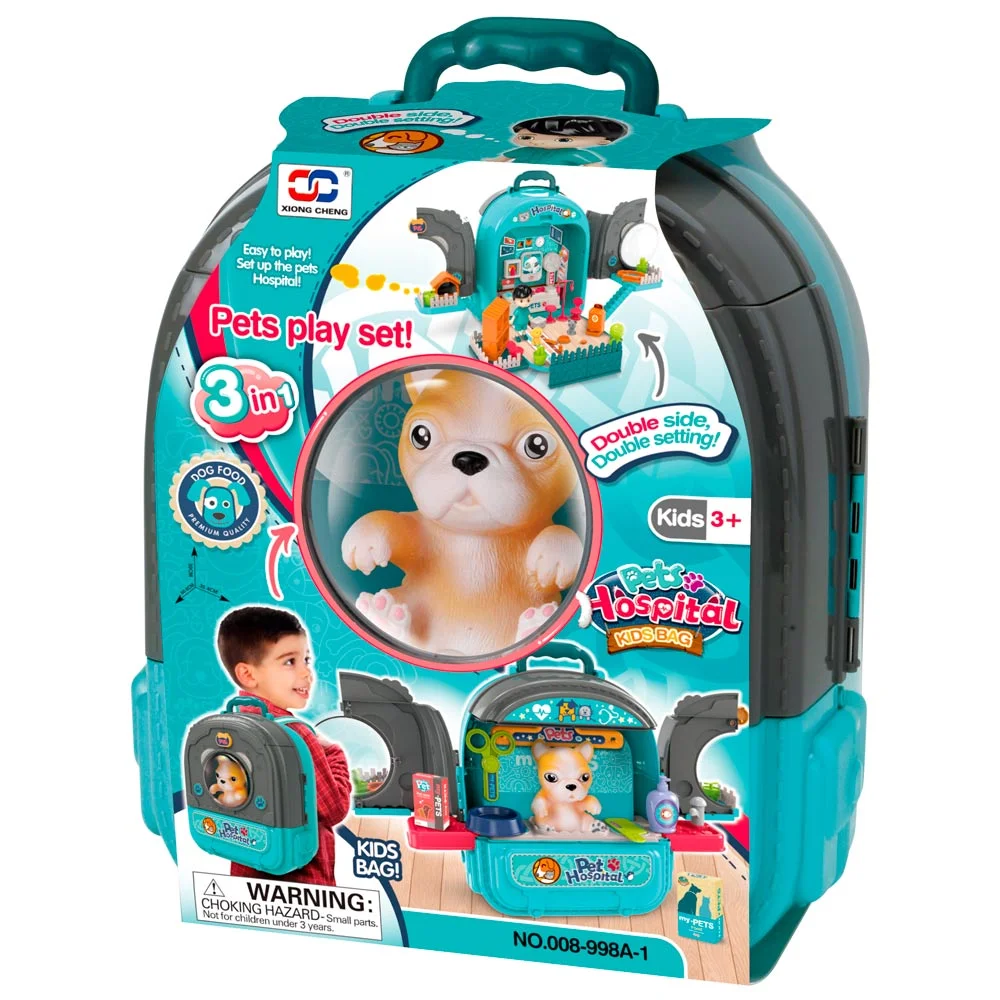 SET DE VETERINARIA 3 EN 1, EN MOCHILA CON PERRO