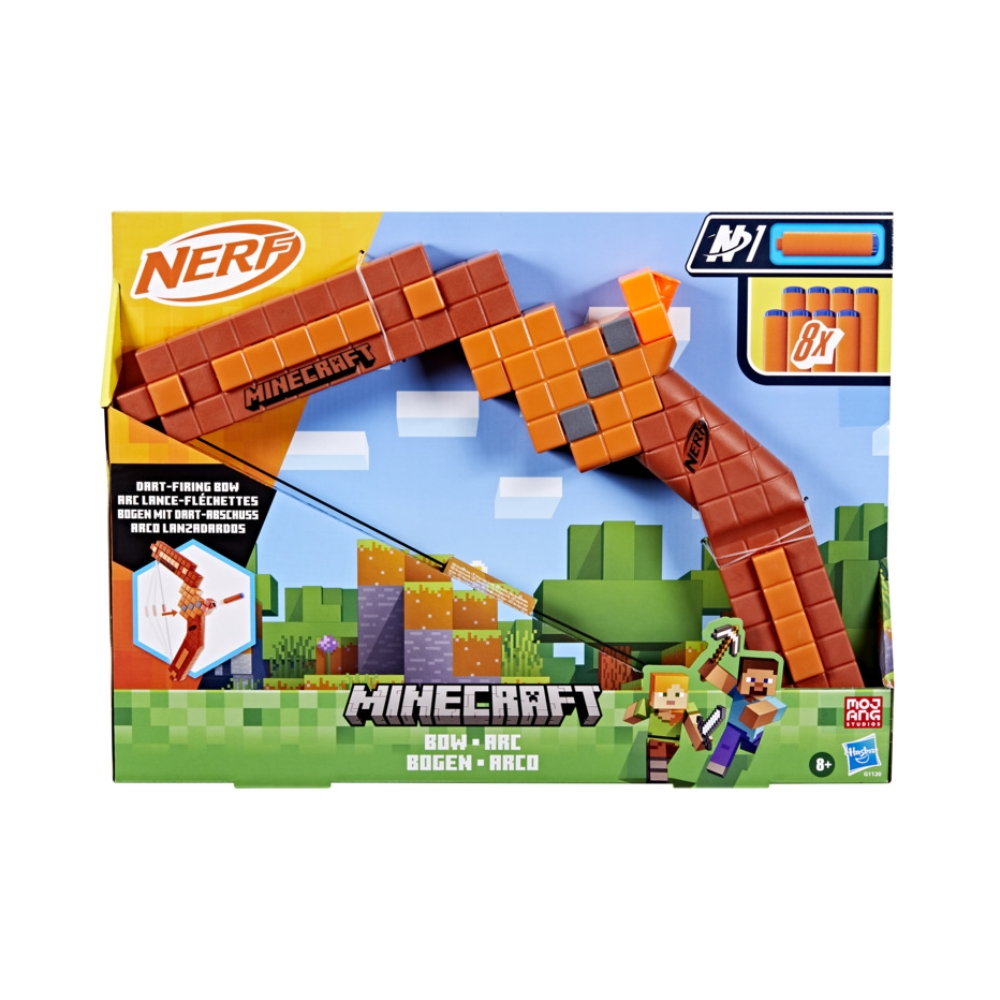 Lanzador Nerf Minecraft Arco 8 Dardos